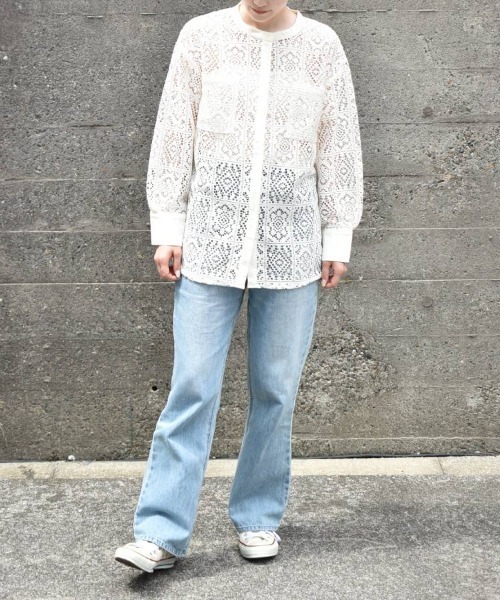 Bleu Bleuet(ブルーブルーエ)の「【ZOZO限定】レーススタンドシャツ(シャツ/ブラウス・レディース・ブラック/オフホワイト・FREE)」の14枚目の写真