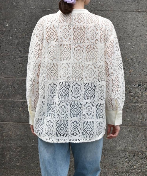 Bleu Bleuet(ブルーブルーエ)の「【ZOZO限定】レーススタンドシャツ(シャツ/ブラウス・レディース・ブラック/オフホワイト・FREE)」の15枚目の写真