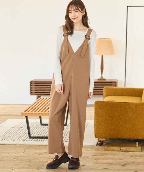 セール】【イージーケア】Vネックオールインワン（サロペット