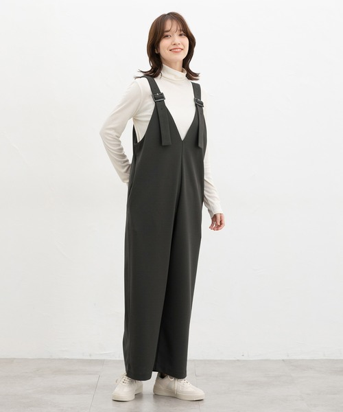 イージーケア】Vネックオールインワン（サロペット/オーバーオール