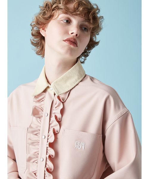 FURFUR フリルシャツ ロゴ刺繍フリルシャツ ロゴ刺繍フリルシャツ（シャツ/ブラウス）｜FURFUR（ファー