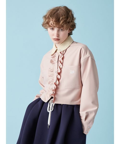 FURFUR（ファーファー）の「ロゴ刺繍フリルシャツ（シャツ/ブラウス・レディース・サックスブルー/ピンク/ブラウン・F）」の8枚目の写真
