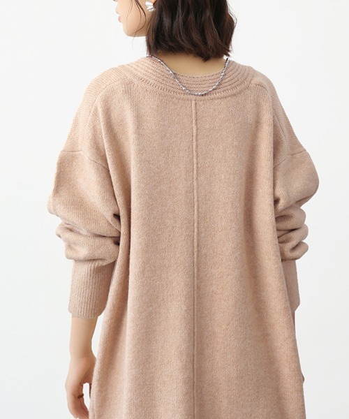 ONEP STAR(ワンピスター)の「天竺編みVネックニットロングワンピース(ワンピース・レディース・ピンク/チャコール/ベージュ/ネイビー/グレイッシュベージュ・FREE)」の14枚目の写真