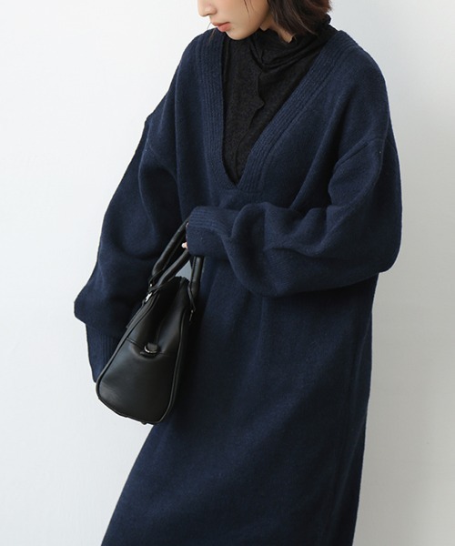 streetorgan ネイビー　ワンピース S-LL/ひんやり】全身すっきり見えが楽に叶う サイド切替 バイ