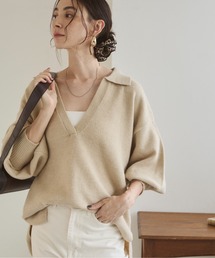 オーバーサイズ スキッパー ポロ襟 ニット