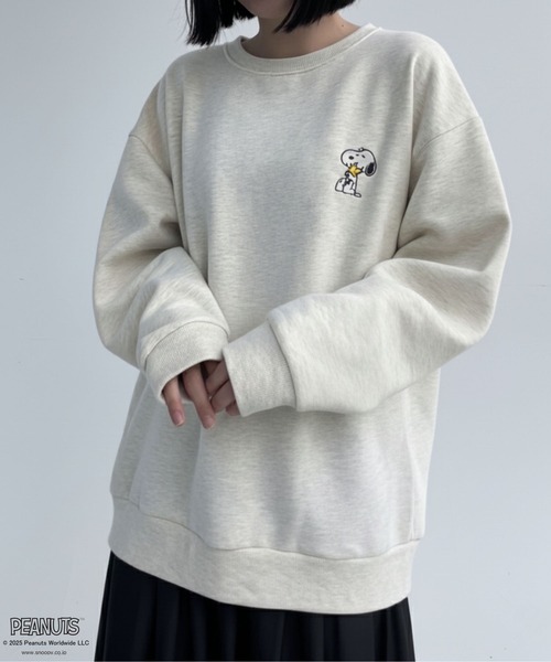 PEANUTS（ピーナッツ）の「PEANUTS スヌーピー サガラ刺繍トレーナー（スウェット・メンズ・ブラック/オートミール・XL/L/M）」の6枚目の写真