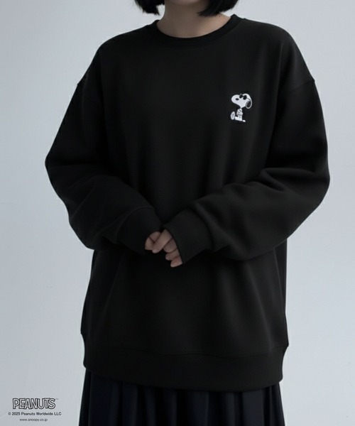 PEANUTS（ピーナッツ）の「PEANUTS スヌーピー サガラ刺繍トレーナー（スウェット・メンズ・ブラック/オートミール・XL/L/M）」の7枚目の写真