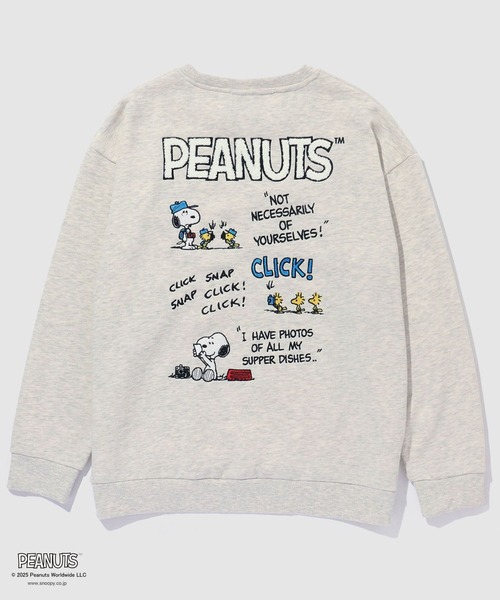 PEANUTS（ピーナッツ）の「PEANUTS スヌーピー サガラ刺繍トレーナー（スウェット・メンズ・ブラック/オートミール・XL/L/M）」の8枚目の写真