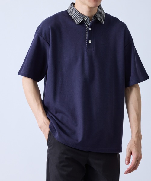 チェック襟切り替えポロシャツ（Tシャツ/カットソー）｜JUNRED（ジュン