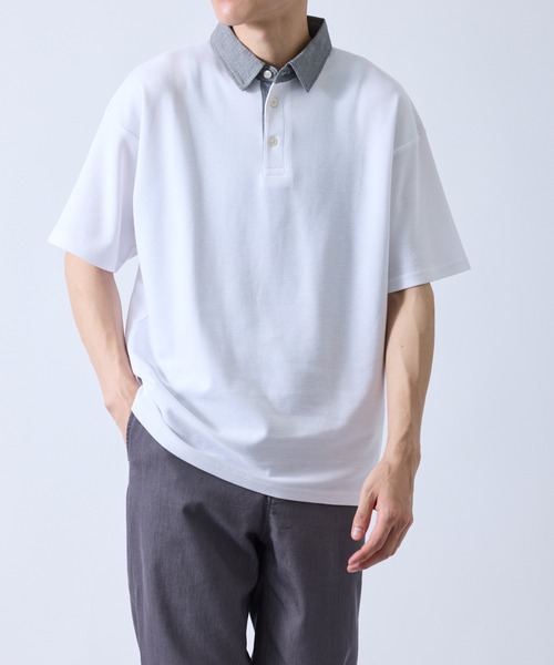 JUNRED(ジュンレッド)の「チェック襟切り替えポロシャツ(Tシャツ/カットソー・メンズ・ネイビー/ホワイト・L/M/LL)」の16枚目の写真