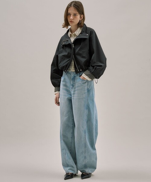 PUBLIC TOKYO(パブリックトウキョウ)の「スタンドカラータックブルゾン(ブルゾン・レディース・ブラック/ホワイト・FREE)」の3枚目の写真