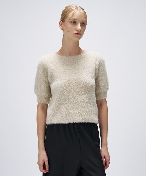 cloenc（クロエンス）の「【手洗い可】フェザーヤーンハーフスリーブニット（ニット/セーター・レディース・ナチュラル/ブラウン系/ピンク・02）」の6枚目の写真