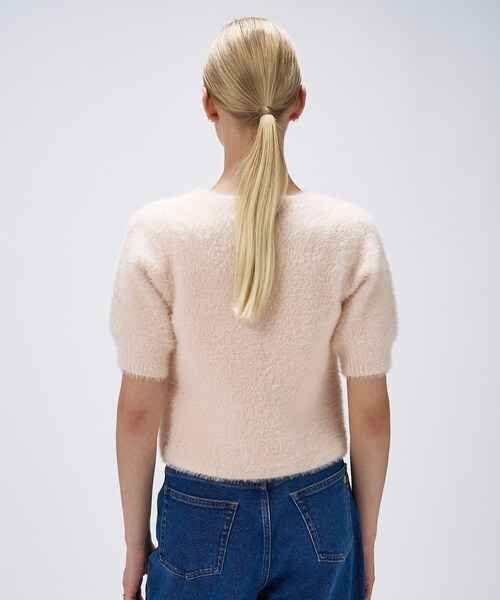 cloenc（クロエンス）の「【手洗い可】フェザーヤーンハーフスリーブニット（ニット/セーター・レディース・ナチュラル/ブラウン系/ピンク・02）」の13枚目の写真