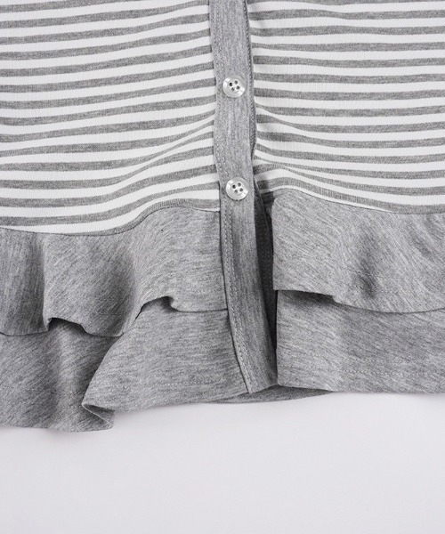 almo(アルモ)の「【LAMPOON】フリルウエストボーダーカーディガン(カーディガン/ボレロ・レディース・ライトグレー/ダークグレー/ホワイト・LARGE/MEDIUM/SMALL)」の14枚目の写真