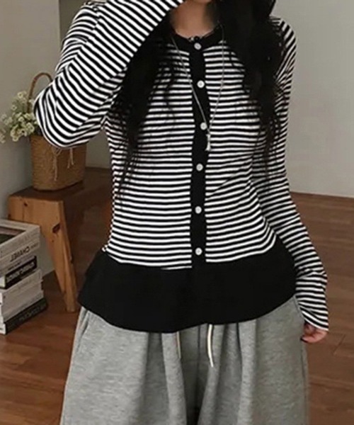 almo(アルモ)の「【LAMPOON】フリルウエストボーダーカーディガン(カーディガン/ボレロ・レディース・ライトグレー/ダークグレー/ホワイト・LARGE/MEDIUM/SMALL)」の19枚目の写真