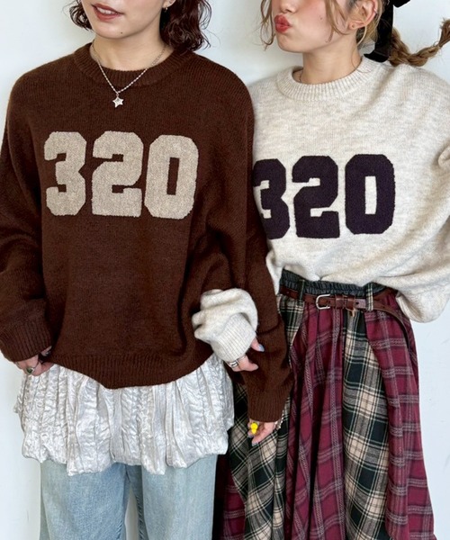 DOUBLE NAME（ダブルネーム）の「さがらワッペンロゴニットプルオーバー（ニット/セーター・レディース・グレー/オフホワイト/ブラウン・FREE）」の4枚目の写真