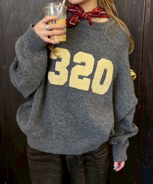 DOUBLE NAME（ダブルネーム）の「さがらワッペンロゴニットプルオーバー（ニット/セーター・レディース・グレー/オフホワイト/ブラウン・FREE）」の12枚目の写真