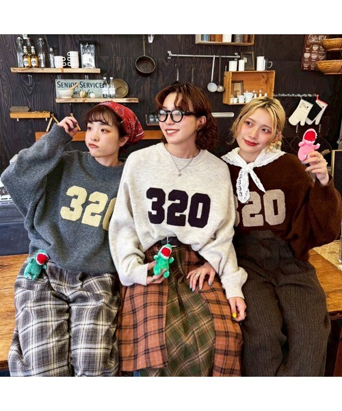 DOUBLE NAME（ダブルネーム）の「さがらワッペンロゴニットプルオーバー（ニット/セーター・レディース・グレー/オフホワイト/ブラウン・FREE）」の5枚目の写真