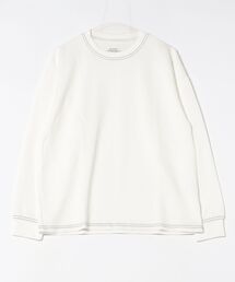 ワイドシルエット配色ステッチクルーロンT