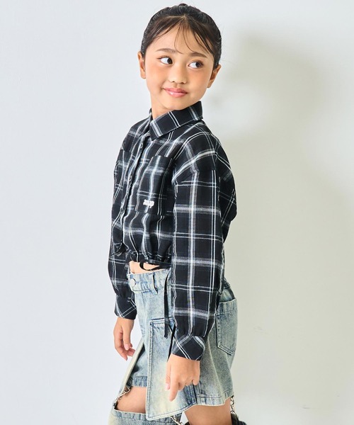 ANAP kids（アナップキッズ）の「サイド シャーリング チェックシャツ【ジュニアお揃い】（シャツ/ブラウス・キッズ・ベージュ/ブラウン/ブラック・110/130/120）」の10枚目の写真