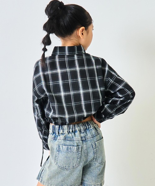 ANAP kids（アナップキッズ）の「サイド シャーリング チェックシャツ【ジュニアお揃い】（シャツ/ブラウス・キッズ・ベージュ/ブラウン/ブラック・110/130/120）」の11枚目の写真