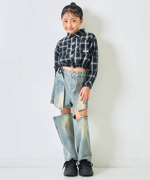 ANAP kids（アナップキッズ）の「サイド シャーリング チェックシャツ【ジュニアお揃い】（シャツ/ブラウス・キッズ・ベージュ/ブラウン/ブラック・110/130/120）」の13枚目の写真