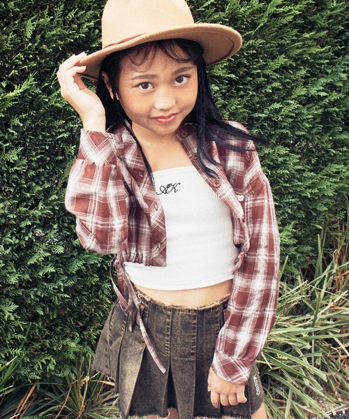 ANAP kids（アナップキッズ）の「サイド シャーリング チェックシャツ【ジュニアお揃い】（シャツ/ブラウス・キッズ・ベージュ/ブラウン/ブラック・110/130/120）」の14枚目の写真