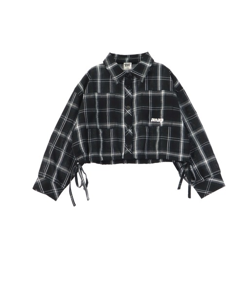 ANAP kids（アナップキッズ）の「サイド シャーリング チェックシャツ【ジュニアお揃い】（シャツ/ブラウス・キッズ・ベージュ/ブラウン/ブラック・110/130/120）」の6枚目の写真