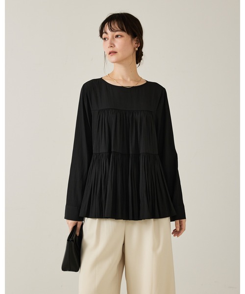 qualite（カリテ）の「エアーフローティアードブラウス/秋服/冬服/オフィスカジュアル（シャツ/ブラウス・レディース・ブラック/オフホワイト・フリー）」の16枚目の写真