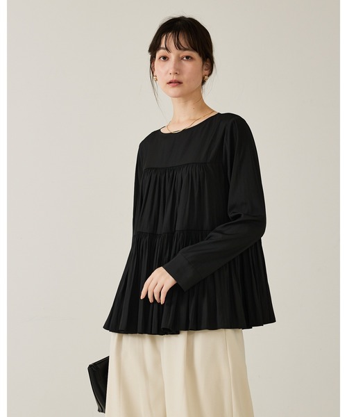 qualite（カリテ）の「エアーフローティアードブラウス/秋服/冬服/オフィスカジュアル（シャツ/ブラウス・レディース・ブラック/オフホワイト・フリー）」の17枚目の写真