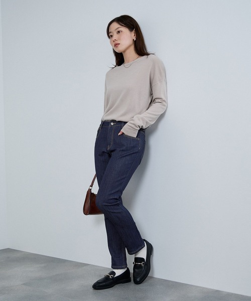 NAVY(ネイビー)の「nAvy マックヒート裏起毛ストレートパンツ(デニムパンツ・レディース・ブルー系2/ブラック/ブルー系1/チャコール・M/L/S/XS)」の12枚目の写真