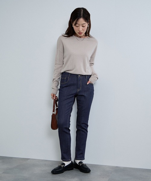 NAVY(ネイビー)の「nAvy マックヒート裏起毛ストレートパンツ(デニムパンツ・レディース・ブルー系2/ブラック/ブルー系1/チャコール・M/L/S/XS)」の14枚目の写真
