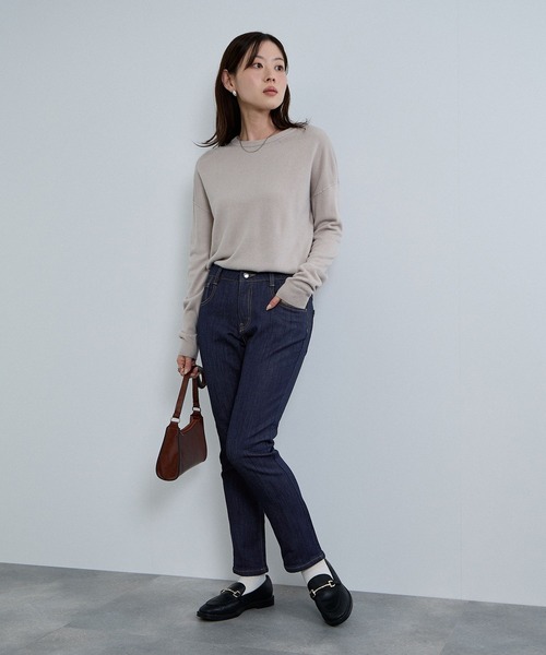 NAVY(ネイビー)の「nAvy マックヒート裏起毛ストレートパンツ(デニムパンツ・レディース・ブルー系2/ブラック/ブルー系1/チャコール・M/L/S/XS)」の15枚目の写真