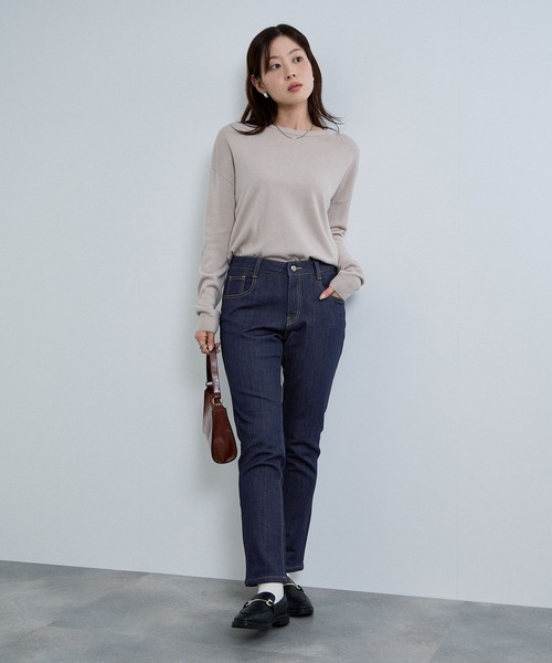 NAVY(ネイビー)の「nAvy マックヒート裏起毛ストレートパンツ(デニムパンツ・レディース・ブルー系2/ブラック/ブルー系1/チャコール・M/L/S/XS)」の16枚目の写真