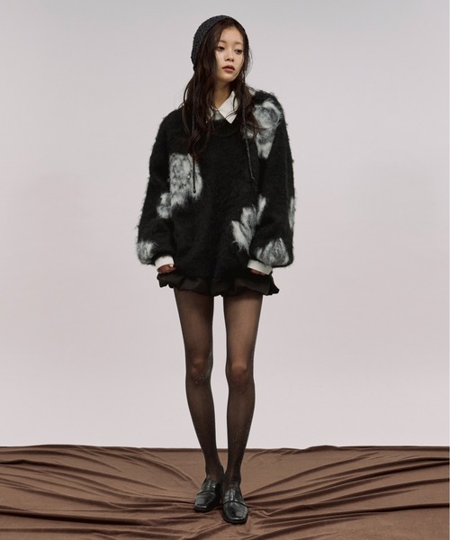 Ezick（エジック）の「rose mix shaggy knit スタッズツキフラワーシャギーニット（ニット/セーター・レディース・ブラック/パープル・FREE）」の19枚目の写真