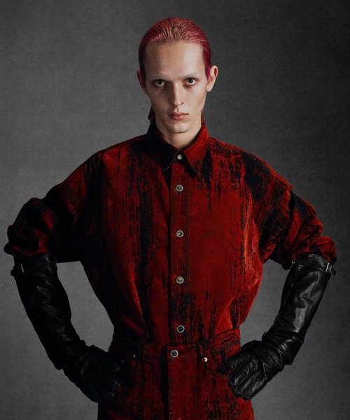 JOHN LAWRENCE SULLIVAN(ジョンローレンスサリバン)の「【JOHN LAWRENCE SULLIVAN/ジョーンローレンスサリバン】FLOCKED DENIM OVERSIZED SHIRT(シャツ/ブラウス・メンズ・レッド・44/46)」の4枚目の写真