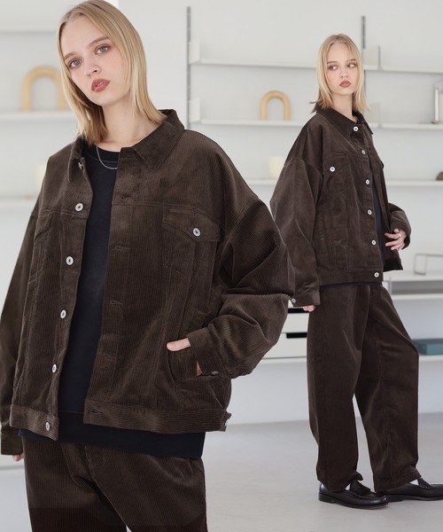 ASTRONOMY(アストロノミー)の「【セットアップ 2点セット】デニム/コーデュロイ トラッカージャケット+ワイドデニムパンツ(セットアップ・メンズ・ネイビー/ブラウン/グレー/ブルー/ブラック系1/ブラウン系1/ブラック/カーキ系1/アイボリー系1・XL/M/S/L)」の6枚目の写真