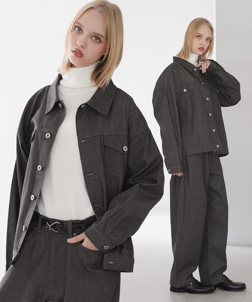 ASTRONOMY(アストロノミー)の「【セットアップ 2点セット】デニム/コーデュロイ トラッカージャケット+ワイドデニムパンツ(セットアップ・メンズ・ネイビー/ブラウン/グレー/ブルー/ブラック系1/ブラウン系1/ブラック/カーキ系1/アイボリー系1・XL/M/S/L)」の5枚目の写真