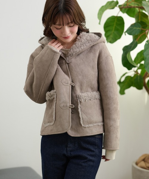 boa reversible hoodie short coat /ボアリバーシブルフード付き
