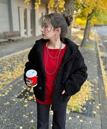 boa reversible hoodie short coat /ボアリバーシブルフード付きショートコート