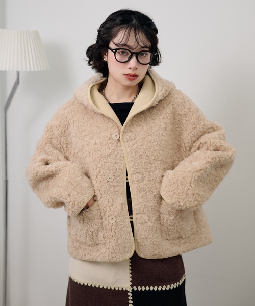 boa reversible hoodie short coat /ボアリバーシブルフード付き