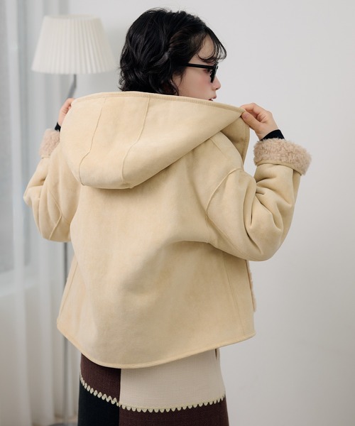 boa reversible hoodie short coat /ボアリバーシブルフード付き