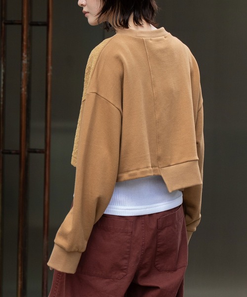 Munich(ミューニック)の「裏毛×チンチラアシンメトリースウェット(スウェット・レディース・ブラック/キャメル/アイボリー・FREE)」の7枚目の写真