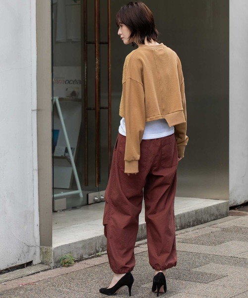 Munich(ミューニック)の「裏毛×チンチラアシンメトリースウェット(スウェット・レディース・ブラック/キャメル/アイボリー・FREE)」の8枚目の写真