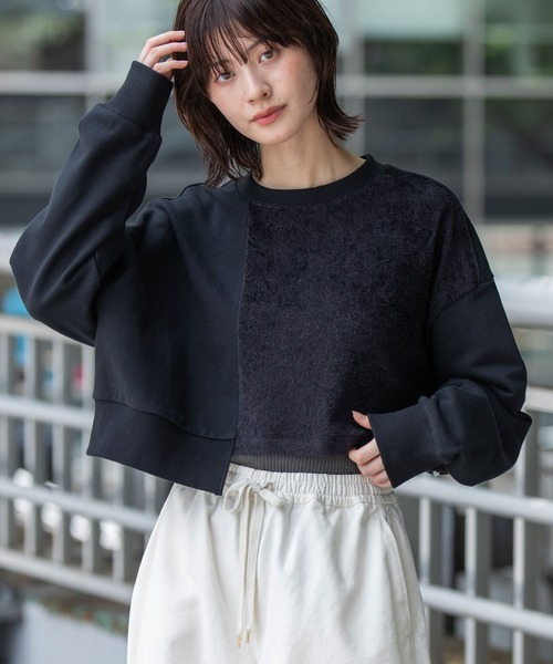 Munich(ミューニック)の「裏毛×チンチラアシンメトリースウェット(スウェット・レディース・ブラック/キャメル/アイボリー・FREE)」の11枚目の写真