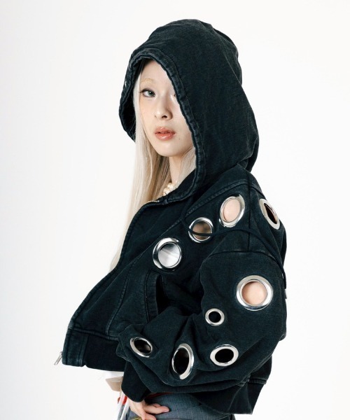 ROYAL FLASH（ロイヤルフラッシュ）の「MITSUKI/ミツキ/EYELET HOODIEＥ（パーカー・レディース・キャメル/ブラック・F）」の14枚目の写真