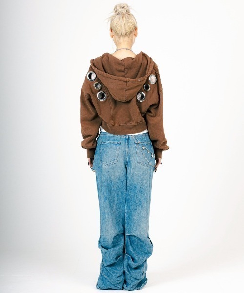 ROYAL FLASH（ロイヤルフラッシュ）の「MITSUKI/ミツキ/EYELET HOODIEＥ（パーカー・レディース・キャメル/ブラック・F）」の12枚目の写真