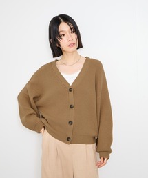 Idnes Vネック畔ボリュームスリーブカーディガン