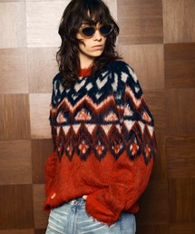 UNISEX》Flower Gradation Mohair Shaggy Knit Pullover/フラワー