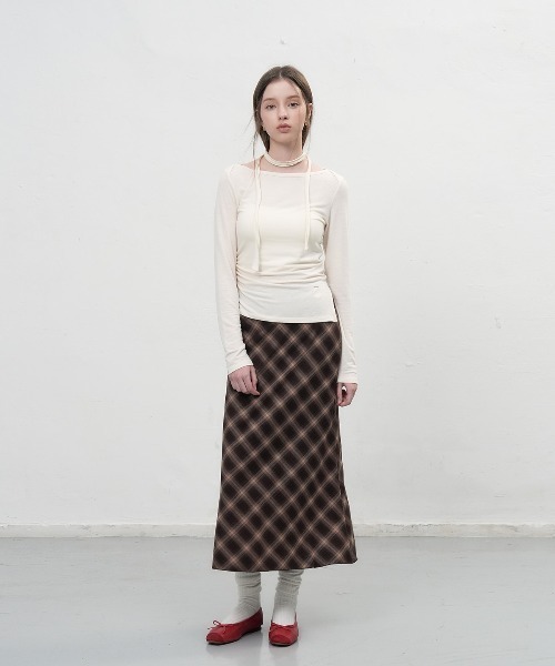 GENERAL IDEA（ジェネラルアイデア）の「【GENERAL IDEA】ビンテージチェックロングスカート / VINTAGE CHECK LONG SKIRT（スカート・レディース・ブラウン・L/M/S）」の4枚目の写真